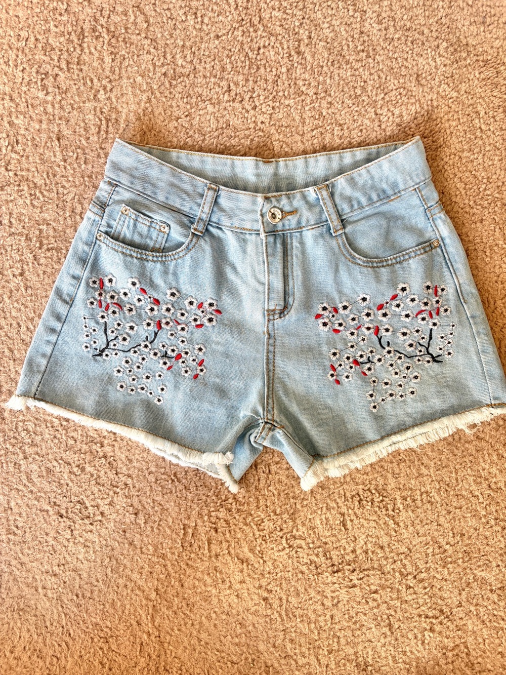 Cotton Boutique Embroidered Jean Shorts